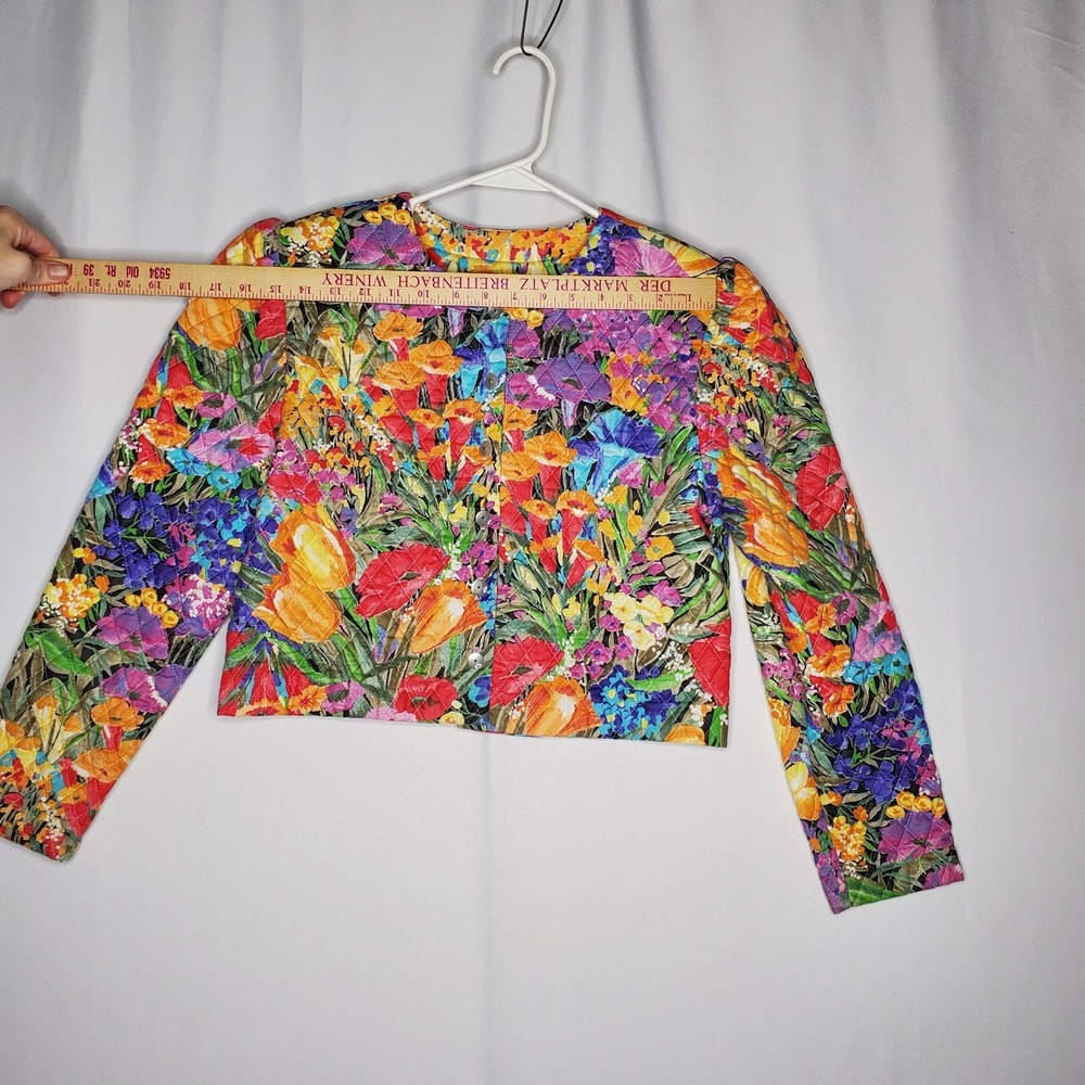 Jeffrey Dara Linda Hutton Quilted Floral Crop Blazer 9/10 Country Cottagecore 90 - Picture 6 of 14